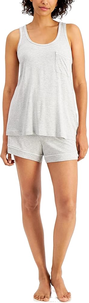 Alfani Women's Tank & Shorts Pajama Set, Pearl Grey XX-Large