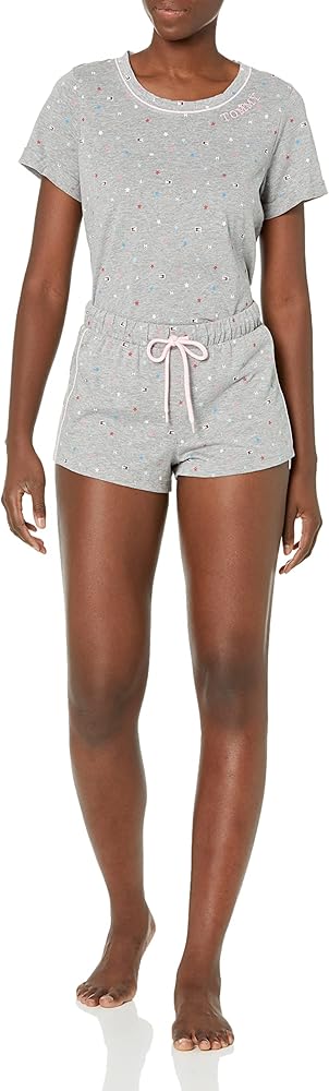 Tommy Hilfiger Women's Short Sleeve Printed Tee and Short Pajama Set Pj