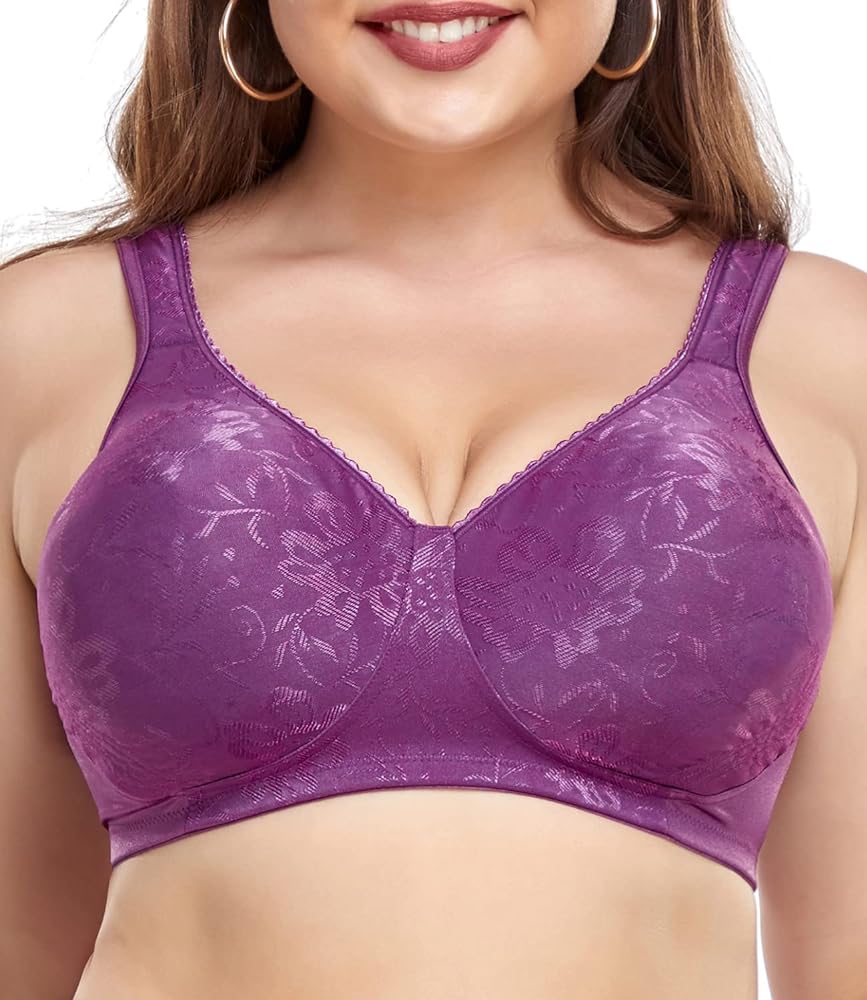 wirarpa Women's Bras Wireless Full Coverage Plus Size Minimizer Non Padded Comfort Soft Bra Multipack