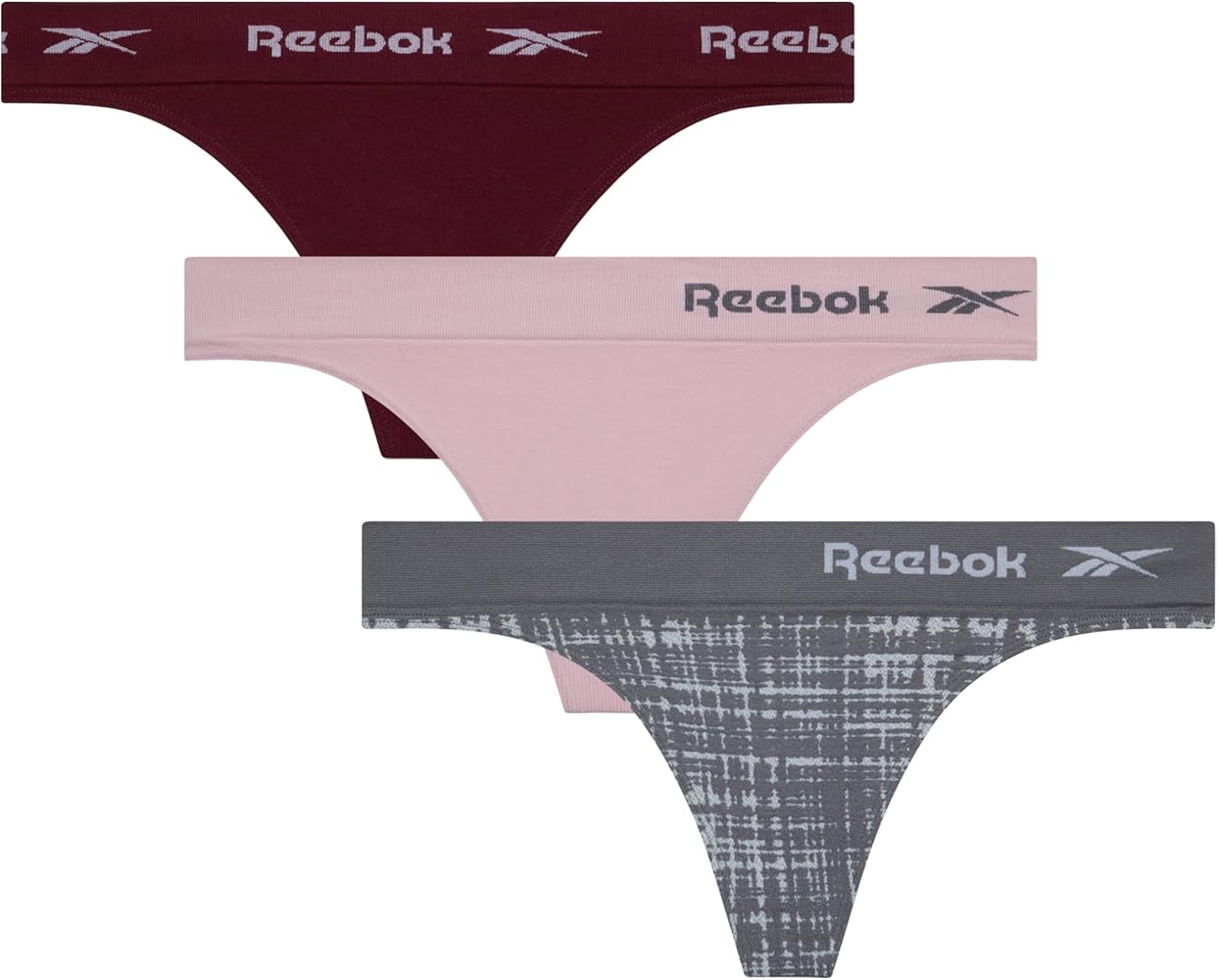 Reebok Women's Thongs - 3 Pack Performance Seamless Thongs for Women Sexy Panties - Breathable Underwear for Women (S-XL)