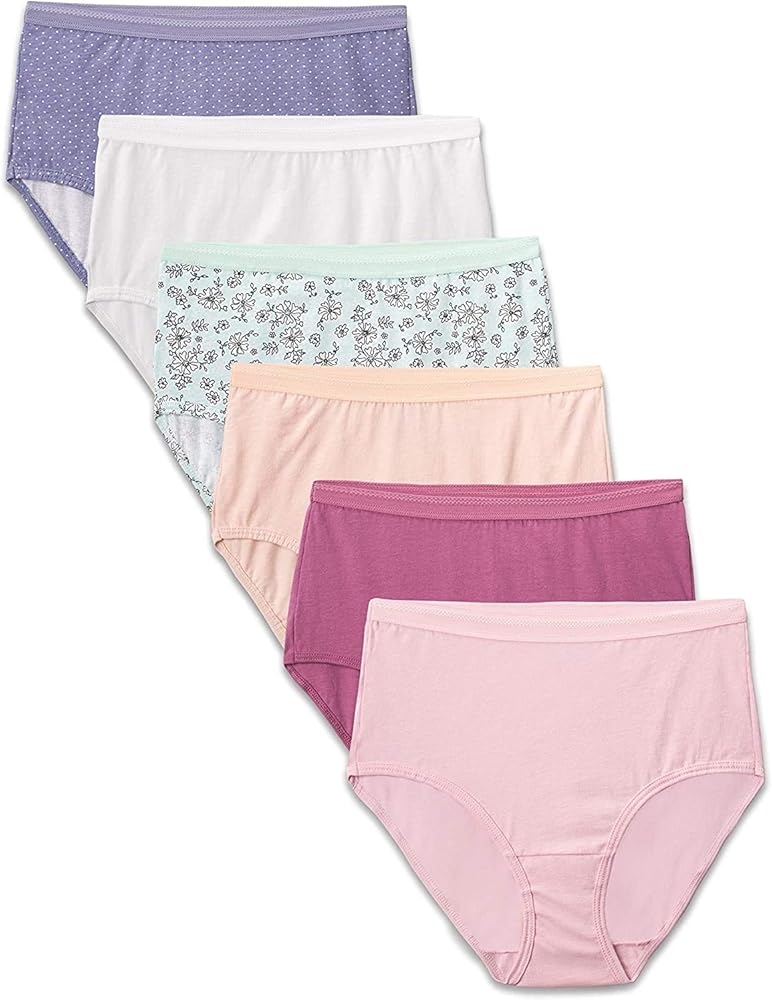 Fruit of the Loom Women's Cotton Brief Panty Assorted - 6 Pack, 6DBRIA1, Assorted, 8