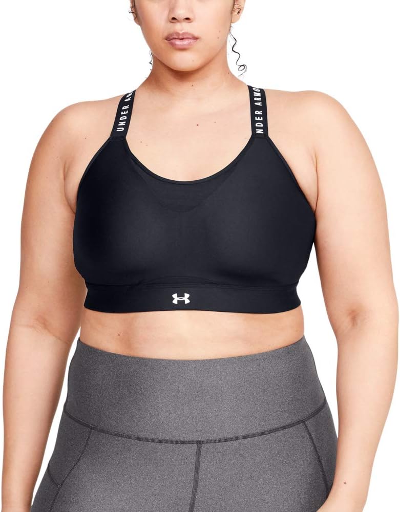 Under Armour Women's Infinity High Impact Sports Bra, Black (001)/White, 1X