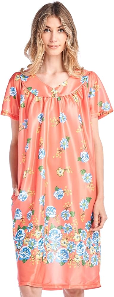 Casual Nights Women's Short Sleeve Muumuu Lounger Dress