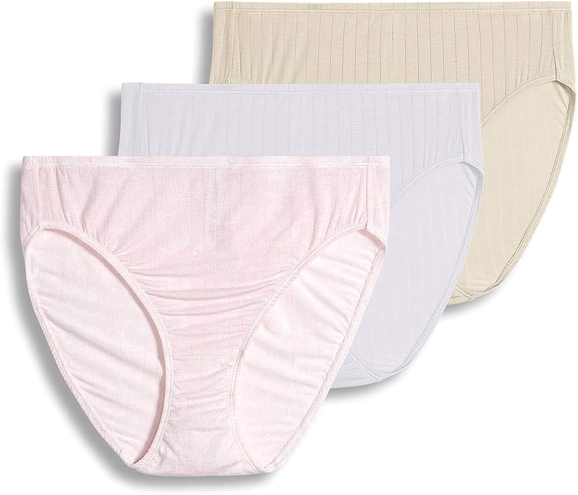 Jockey Women's Underwear Supersoft Breathe French Cut - 3 Pack, Frothy Pink/White/Egyptian Scroll, 7