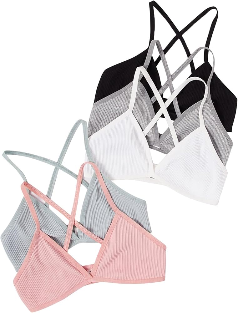 Verdusa Women's 5 Pack Criss Cross Back Bralette Top Ribbed Camisole Bra