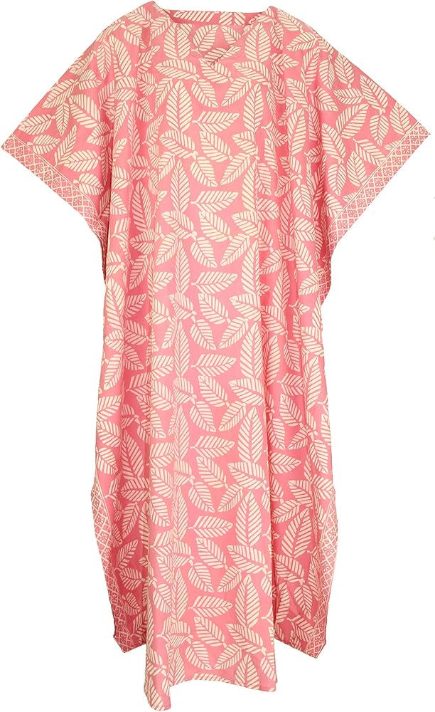 Women Hand Blocked Batik Cotton Caftan Kaftan Loungewear Maxi Plus Size Long Dress