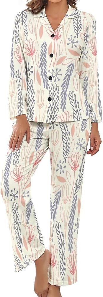 Women's Pajama Sets Button Down Soft Long Sleeve Graffiti Sleepwear Pjs Two Piece Lounge Sets