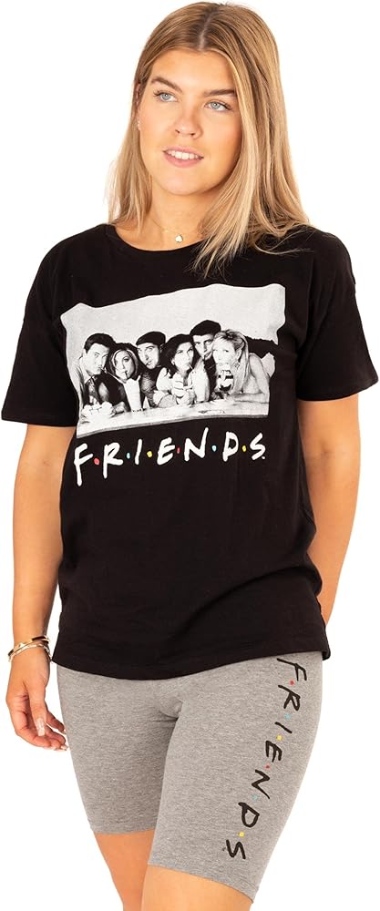 FRIENDS Pyjamas Womens Adults T Shirt With Cycle Shorts Loungewear