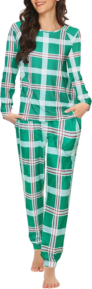 Ekouaer Pajama Sets Long Sleeve Jogger Sets 2 Piece Lounge Sets PJ Sets Sleepwear Loungewear for Women