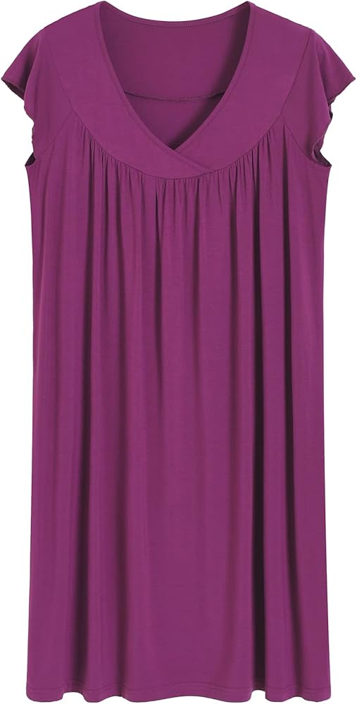 Latuza Women's Viscose Pleated Nightgown with Cap Sleeves