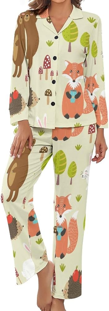 Button Up Pajamas for Women,V-neck Womens PJS Sets,Graffiti Button Down Loungewear Long Sleeve Sleepwear