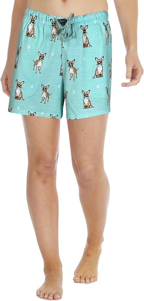 E&S Pets Pet Lover Pajama Shorts for Women -Causal Lounge Shorts with side Pockets and Drawstring - Women's sleep shorts