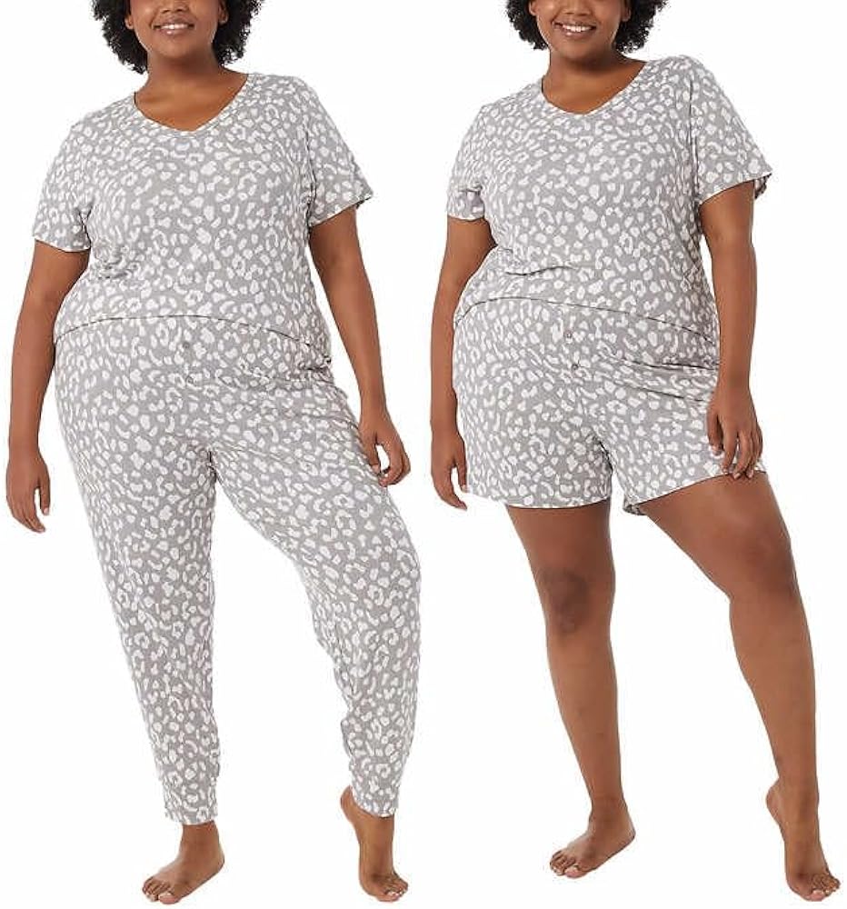 32 Degrees Lounge Sets for Women - Pajama Sets 3 Piece - Jogger, Shorts, Shirt - Womens Sleepwear (Gray, XL)