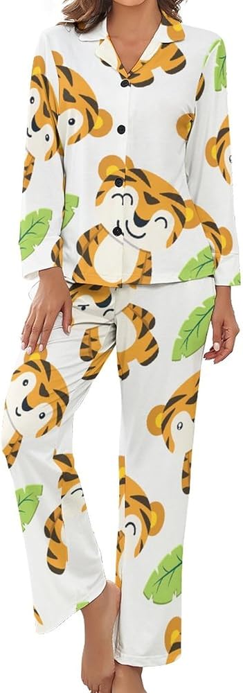 Womens Pajama Set Long Sleeve with Pants Graffiti Loungewear Pjs for Women Sleepwear 2 Piece