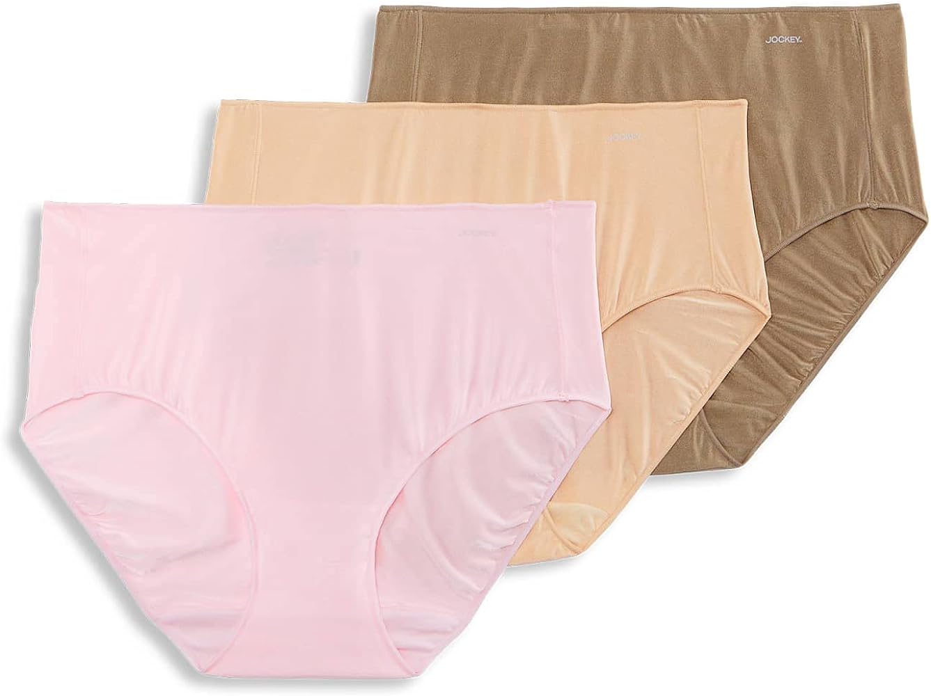 Jockey Women's Underwear No Panty Line Promise Hip Brief - 3 Pack, Frosty Pink/Light/Deep Beige, 5