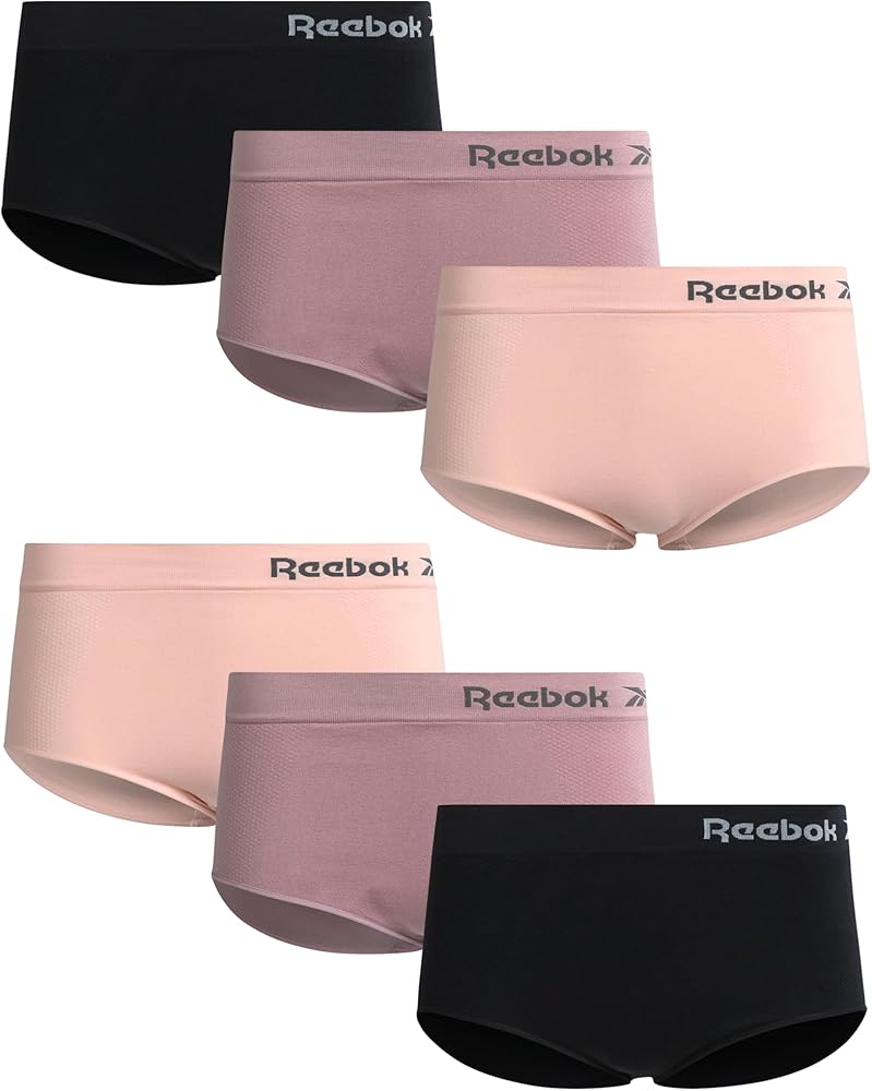 Reebok Women's Briefs - 6 Pack High Waist Stretch Performance Seamless Panties - High Waisted Underwear for Women (S-XL)