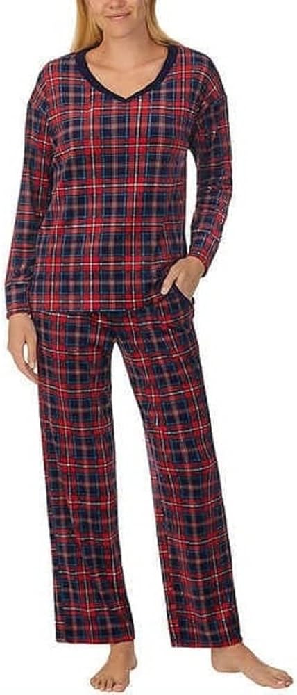 Nautica Women's 2 Piece Fleece Pajama Sleepwear Set (Large, Red)