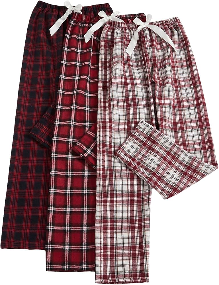 Verdusa Women's Sleepwear Bow Plaid Print Lounge Pants Pajama Bottom