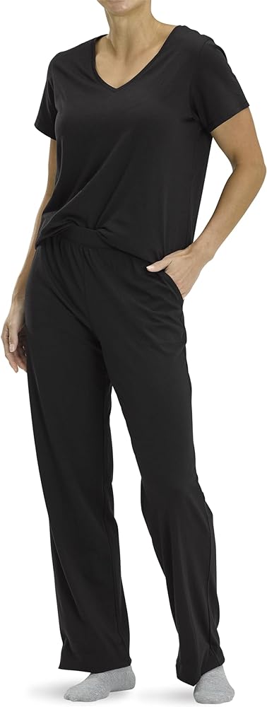 No Nonsense Women's Short Sleeve Sleep Tee and Pajama Pant 2 Piece Sleepwear Set