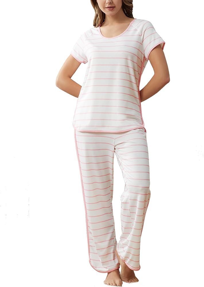 Stripe Women's Pajama Set Luxurious Sleepwear Sets, Two-Piece Loungewear PJs Sets for Nightwear, Lounge Set & Sleepwear