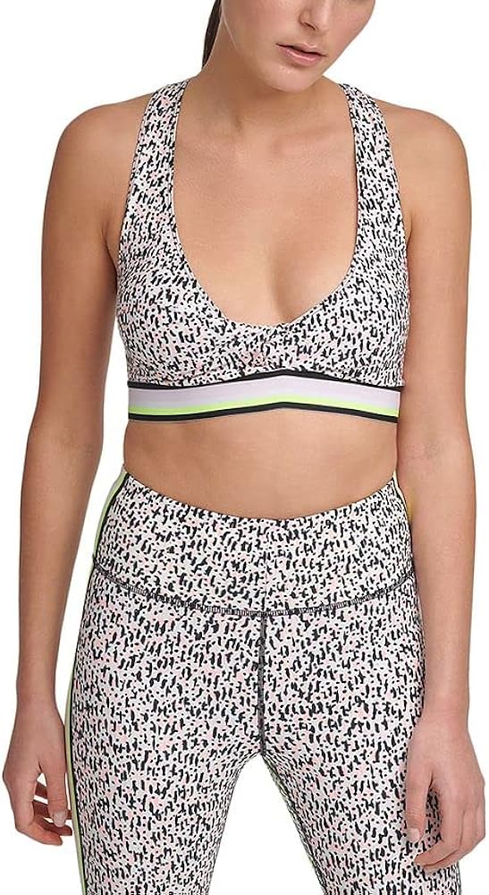 DKNY womens Sport Printed Low-Impact Sports Bra, Plexi, X-Small