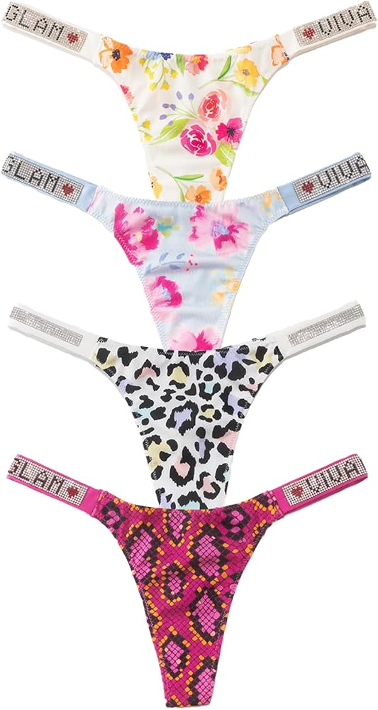 Sexy G-string Thongs for Women Cotton Panties T Back Underpants 5Pack Hipster