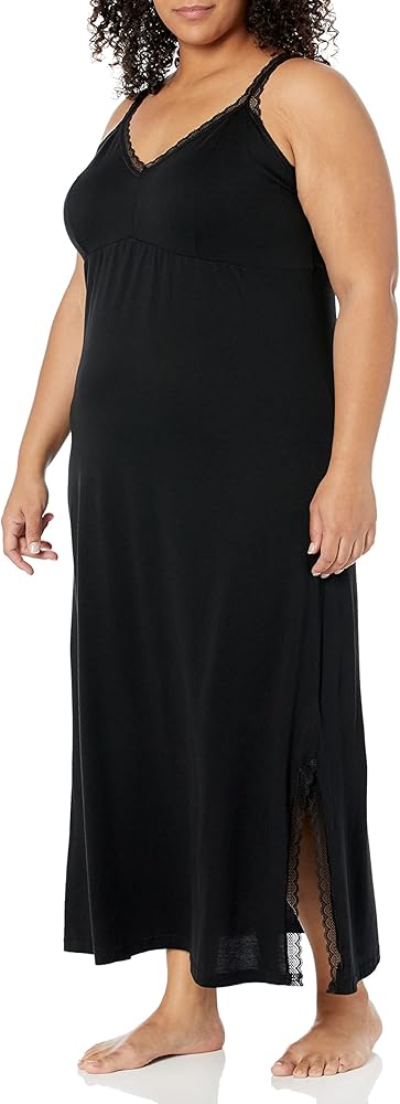 City Chic Women's Avenue Plus Size Maxi Sleep Lace Trim