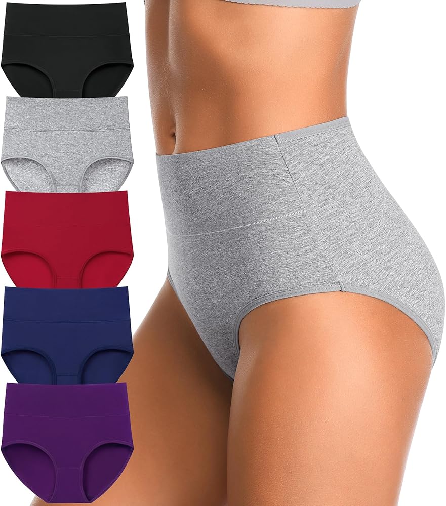 High Waisted Postpartum Underwear Slight Tummy Control Underwear Soft Full Coverage Cotton Panties Multipack