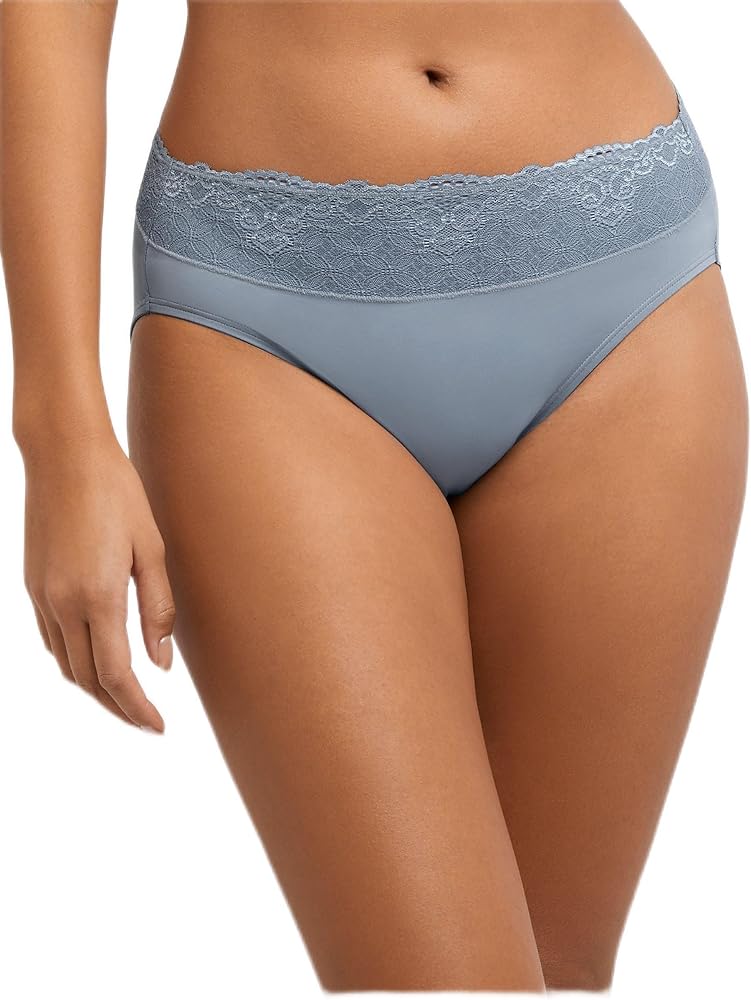 Bali Womens Passion for Comfort Hi-Cut Panty, 6, Soft Blue Grey