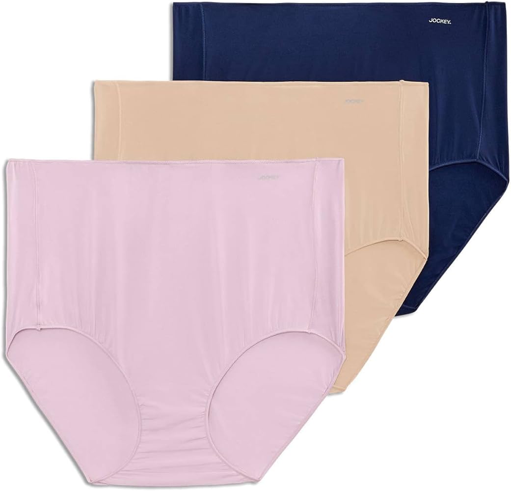 Jockey Women's Underwear No Panty Line Promise Tactel Brief - 3 Pack, Light/Faded Mauve/Just Past Midnight, 9