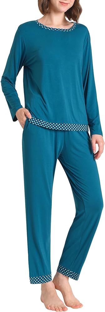 Latuza Women's Viscose Pajamas Set Long Sleeve Loungewear