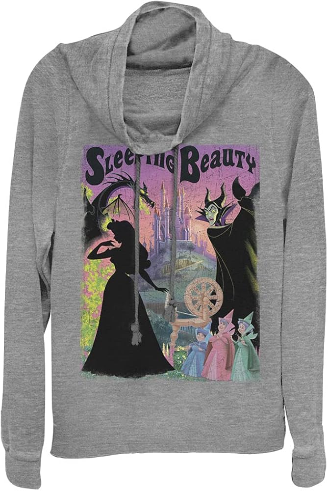 Disney Princess Sleeping Beauty Poster Women's Long Sleeve Cowl Neck Pullover