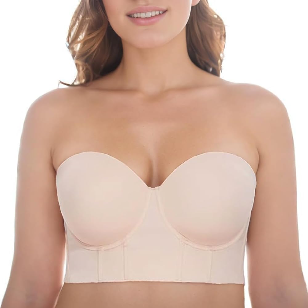 Strapless Bra for Big Bust,Push Up Strapless Bras for Women,Longline Full Coverage Uplift Underwire Bra