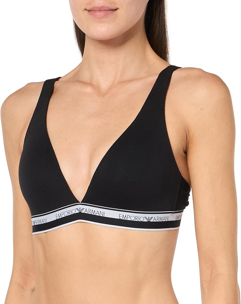 Emporio Armani Women's Stretch Cotton Logoband Padded Triangle Bra