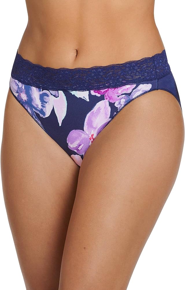 Jockey Women's Underwear No Panty Line Promise Tactel Lace Bikini, First Bloom Purple, 8