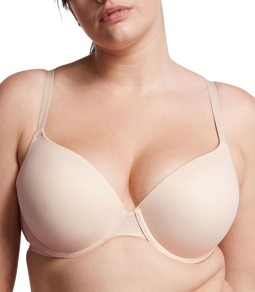 Victoria's Secret Pink Wear Everywhere Push Up Bra, Padded, Smoothing, Bras for Women, Beige (34A)