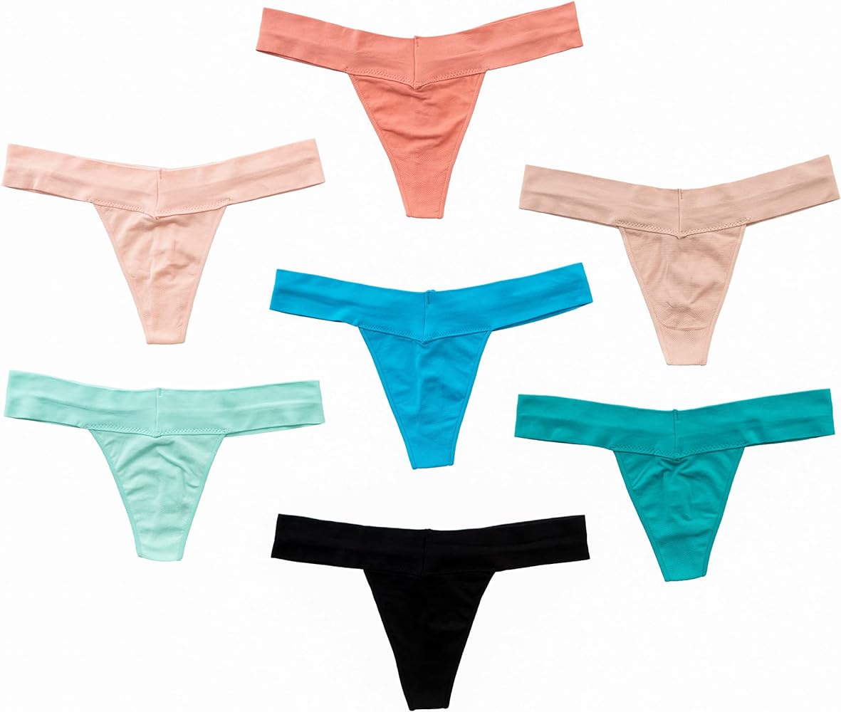 Alyce Intimates Women's Seamless Yoga Thong, 7 Pack, Assorted Colors