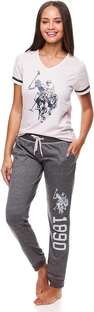 U.S. Polo Assn. Womens Pajama Set - Short Sleeve Shirt and Pajama Pants Sleepwear and Lounge Sets for Women