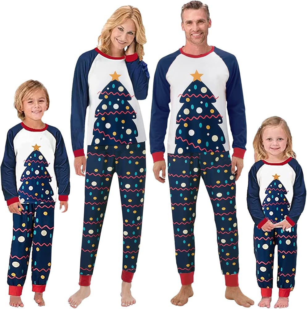 Family Christmas Pajamas Matching Sets Christmas Long Sleeve Loungewear for Family