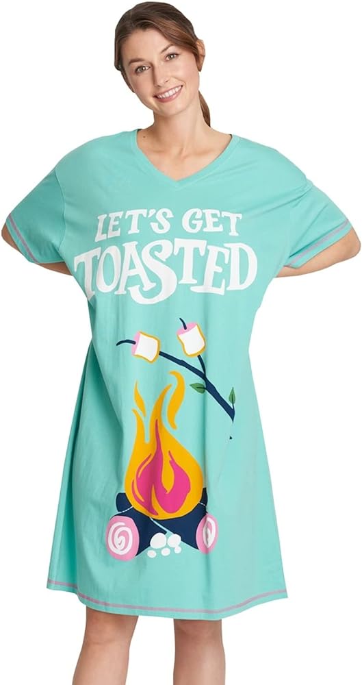 Hatley Little Blue House Women's Get Toasted Sleepshirt, Mint, One-Size