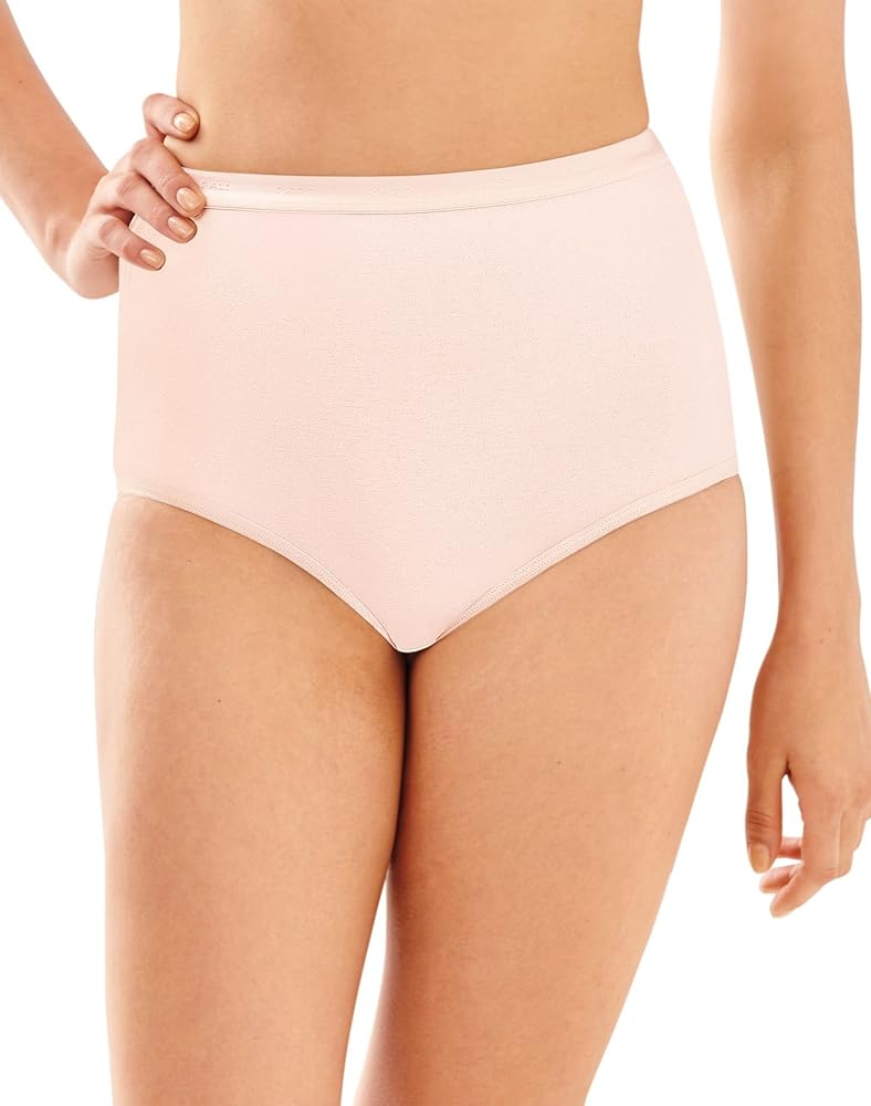 "Bali Women`s Set of 6 Full-Cut-Fit Stretch Cotton Brief 6, Silken Pink"