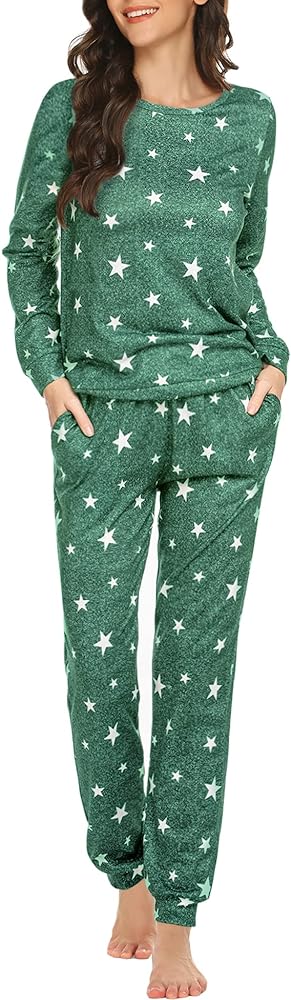 Ekouaer Pajama Sets Long Sleeve Jogger Sets 2 Piece Lounge Sets PJ Sets Sleepwear Loungewear for Women