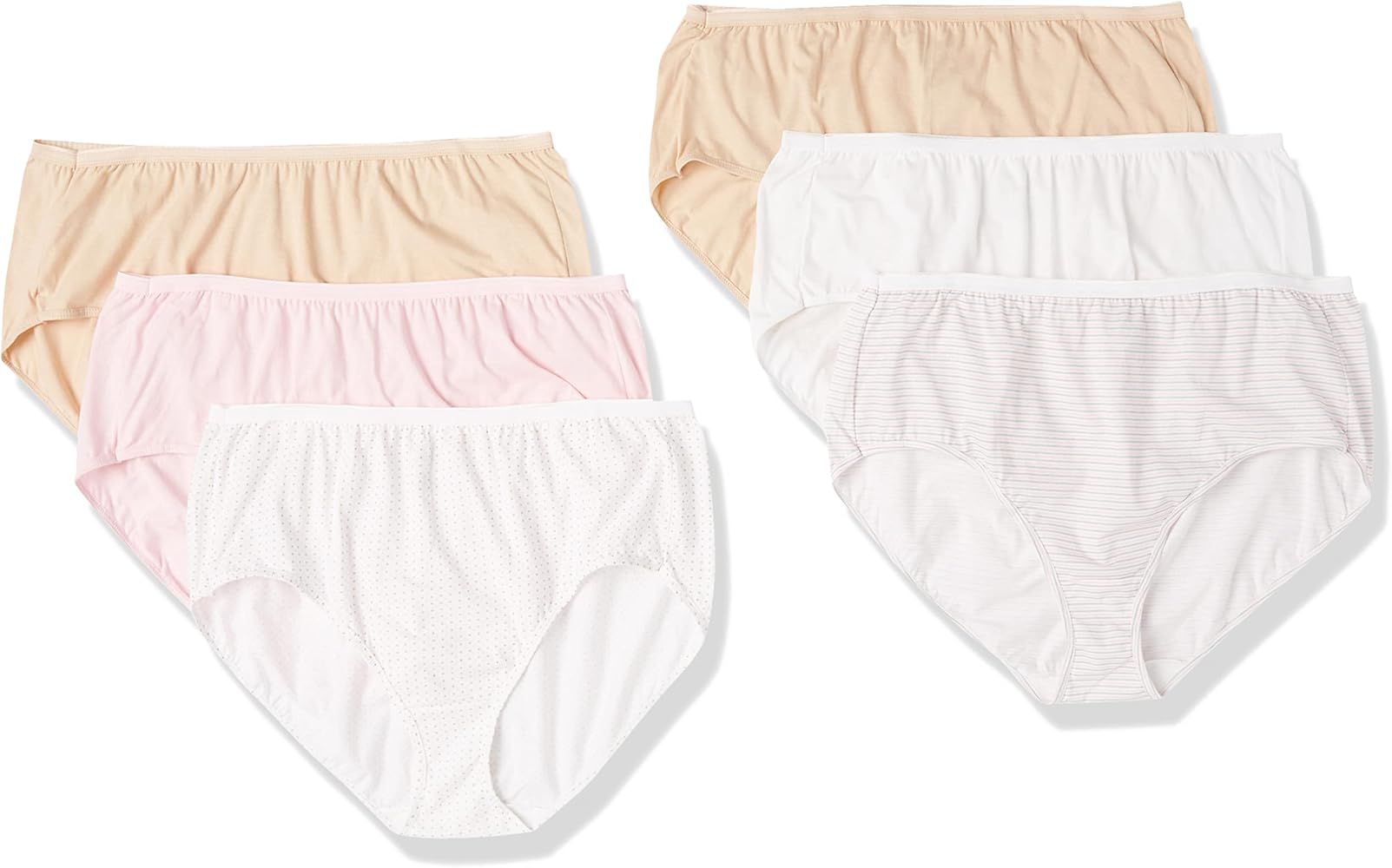 JUST MY SIZE Women's Plus Size Cotton Assorted Brief, 6-Pack