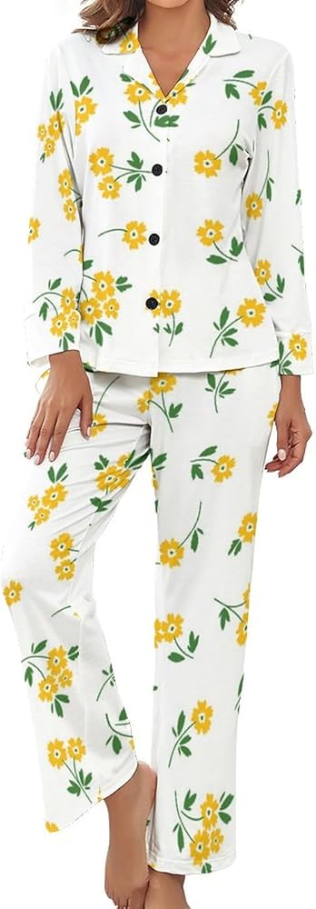 Button Down Pajamas for Women, Long Sleeve Sleepwear Soft Loungewear Ladies Pjs Set,Super-Soft Nightwear