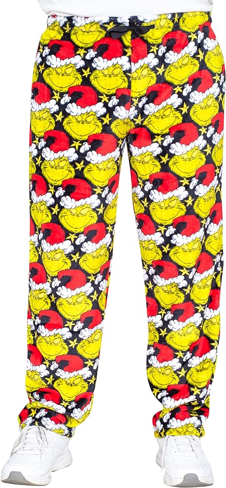 MJC Grinch All Over Santa Hat Christmas Pajamas Lounge Pants