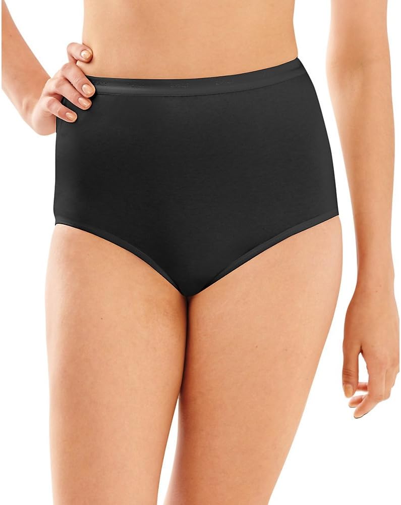 Bali womens Full-Cut-Fit Stretch Cotton Brief(2324)-Black-6