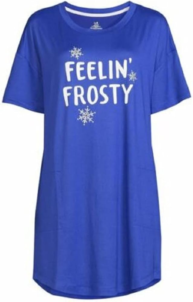 Secret Treasures Women's Feelin' Frosty Blue Modal Sleep Shirt with Pockets