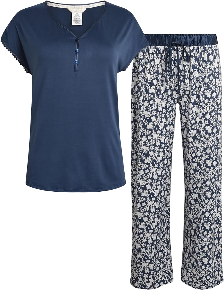 Lucky Brand Women's Pajama Set - 2 Piece Henley Sleep Shirt and Lounge Pants - Sleepwear Set for Women (S-XL)