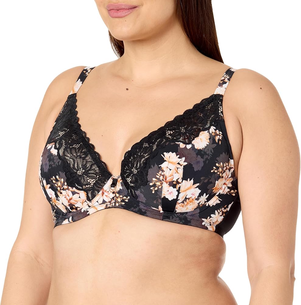 City Chic Women's Apparel CITYCHIC Plus Size ANINE CT Plunge Bra in Black PRT, Size 16E