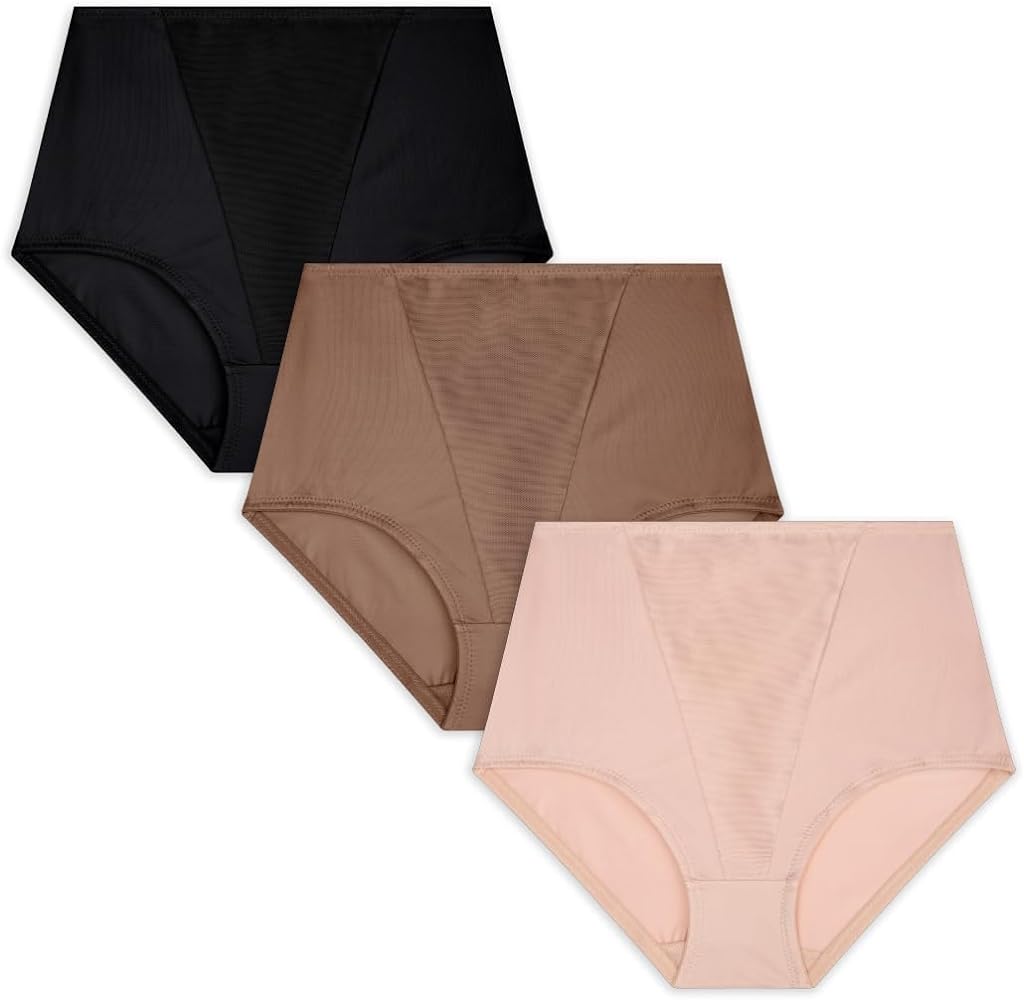 Rene Rofe 3 Pack Tummy Smoothing Briefs - High Waist Light Control Briefs for Women